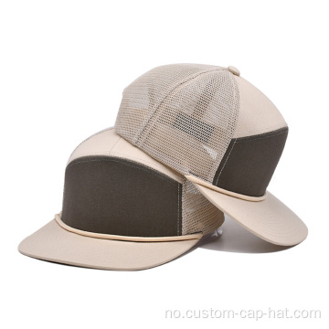 Tilpasset 7 Panel Trucker Cap hatter med tau